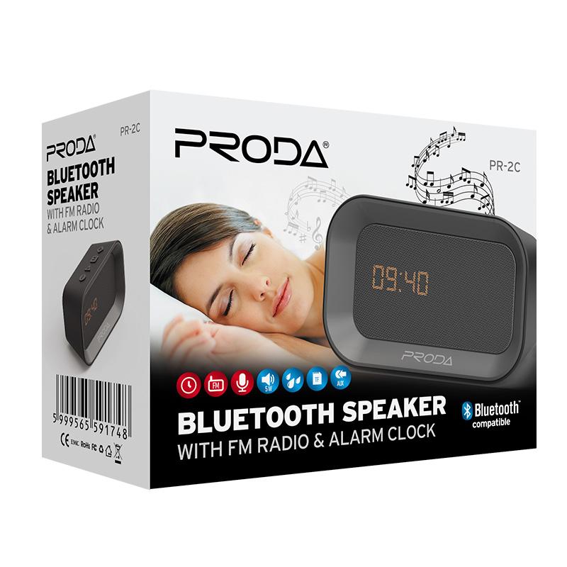 Proda PR-2C Bluetooth hangszóró FM rádióval és ébresztő órával
