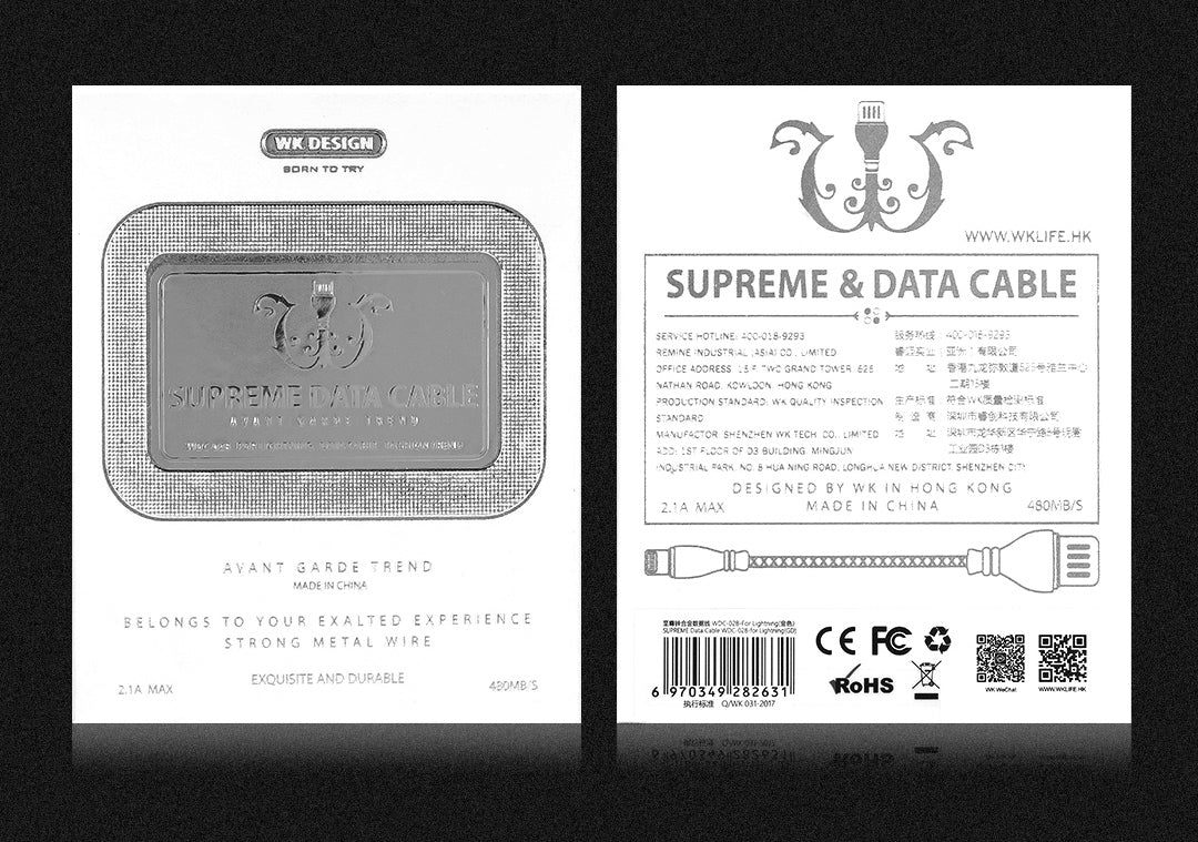 WK Supreme Avant Garde Fém Micro USB Adatkábel 1m