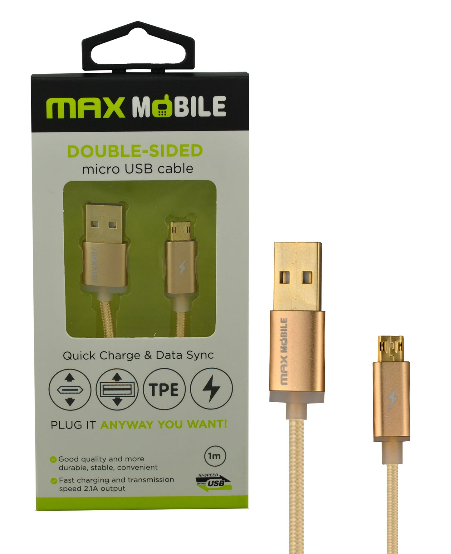 Max Mobile Double Sided Arany Micro Usb Kábel